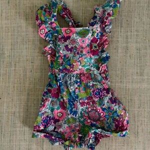 Jacadi Floral Ruffle Romper, Size 12m